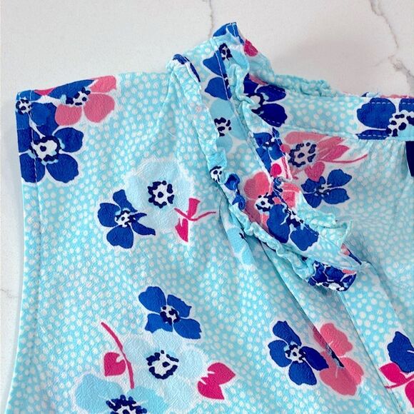 Talbots | Sleeveless Blue Floral Women’s Blouse Tank Top - Picture 9 of 16